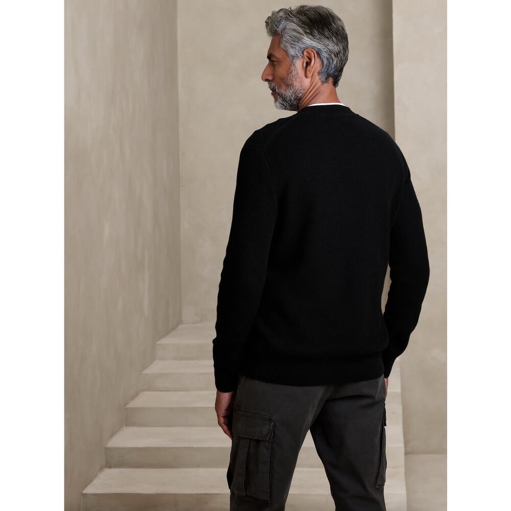 BANANA REPUBLIC Racking Stitch Sweater Black {3O42} - Picture 2 of 4